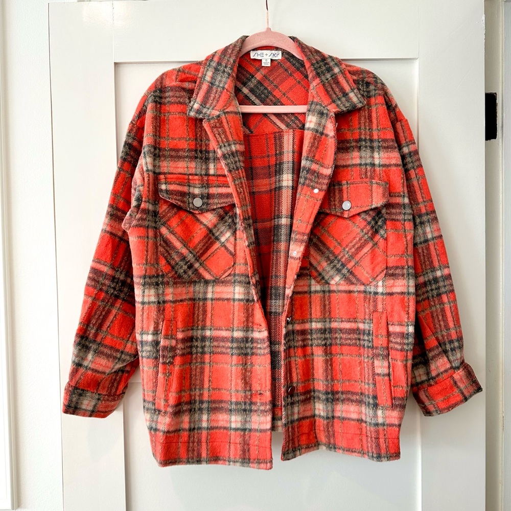 Heavy Orange Flannel Shacket!